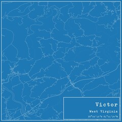 Blueprint US city map of Victor, West Virginia.