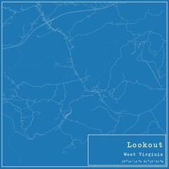 Blueprint US city map of Lookout, West Virginia.