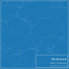 Blueprint US city map of McGraws, West Virginia.