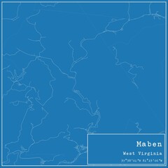 Blueprint US city map of Maben, West Virginia.
