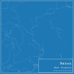 Fototapeta premium Blueprint US city map of Maben, West Virginia.