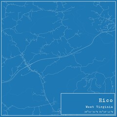 Blueprint US city map of Hico, West Virginia.