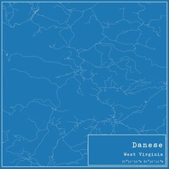 Blueprint US city map of Danese, West Virginia.