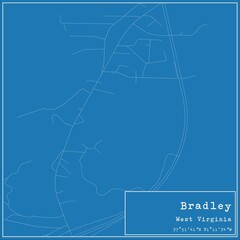 Blueprint US city map of Bradley, West Virginia.