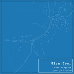 Blueprint US city map of Glen Jean, West Virginia.