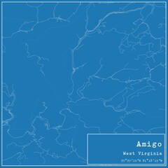 Blueprint US city map of Amigo, West Virginia.