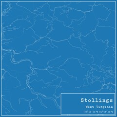 Blueprint US city map of Stollings, West Virginia.