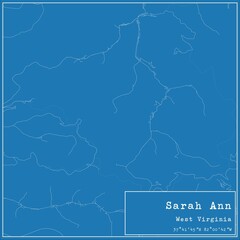 Blueprint US city map of Sarah Ann, West Virginia.