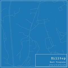 Blueprint US city map of Hilltop, West Virginia.