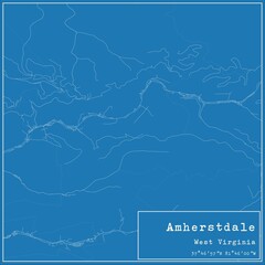 Blueprint US city map of Amherstdale, West Virginia.