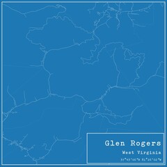 Blueprint US city map of Glen Rogers, West Virginia.