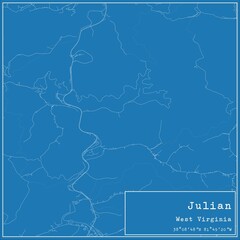 Blueprint US city map of Julian, West Virginia.
