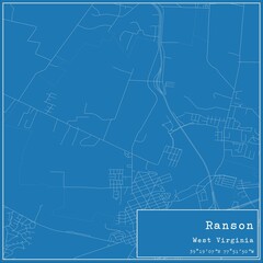Obraz premium Blueprint US city map of Ranson, West Virginia.