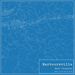 Blueprint US city map of Barboursville, West Virginia.
