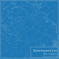 Blueprint US city map of Kearneysville, West Virginia.