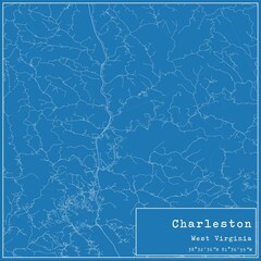 Blueprint US city map of Charleston, West Virginia.