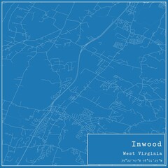 Blueprint US city map of Inwood, West Virginia.