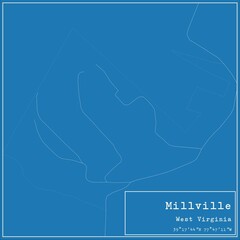 Blueprint US city map of Millville, West Virginia.