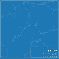 Blueprint US city map of Bruno, West Virginia.
