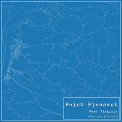 Blueprint US city map of Point Pleasant, West Virginia.