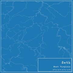 Blueprint US city map of Seth, West Virginia.