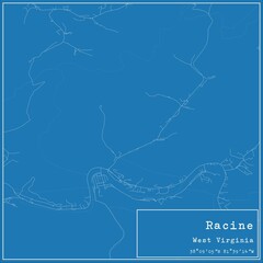 Blueprint US city map of Racine, West Virginia.