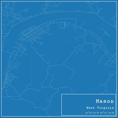 Blueprint US city map of Mason, West Virginia.