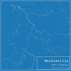 Blueprint US city map of Whitesville, West Virginia.