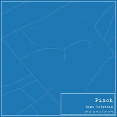 Blueprint US city map of Pinch, West Virginia.