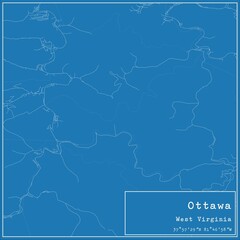 Blueprint US city map of Ottawa, West Virginia.
