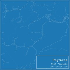 Blueprint US city map of Peytona, West Virginia.