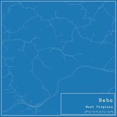 Blueprint US city map of Nebo, West Virginia.