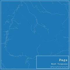 Blueprint US city map of Page, West Virginia.