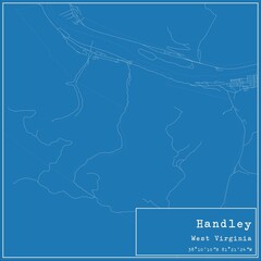 Blueprint US city map of Handley, West Virginia.