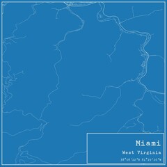 Blueprint US city map of Miami, West Virginia.