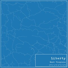 Blueprint US city map of Liberty, West Virginia.