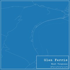 Blueprint US city map of Glen Ferris, West Virginia.