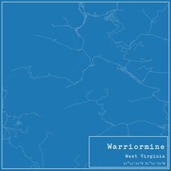 Blueprint US city map of Warriormine, West Virginia.