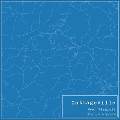 Blueprint US city map of Cottageville, West Virginia.