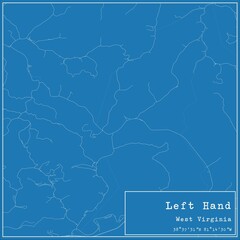 Fototapeta premium Blueprint US city map of Left Hand, West Virginia.