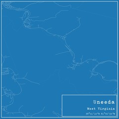 Blueprint US city map of Uneeda, West Virginia.
