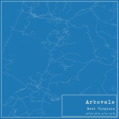 Blueprint US city map of Arbovale, West Virginia.