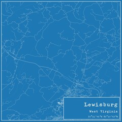 Blueprint US city map of Lewisburg, West Virginia.