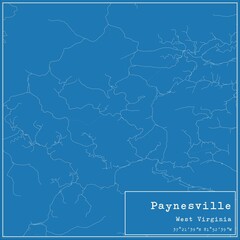 Blueprint US city map of Paynesville, West Virginia.