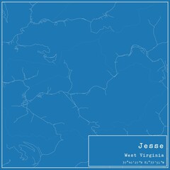 Obraz premium Blueprint US city map of Jesse, West Virginia.