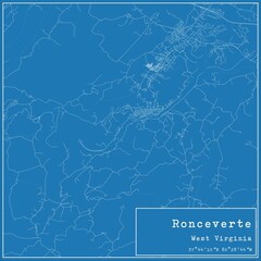 Blueprint US city map of Ronceverte, West Virginia.