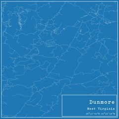Blueprint US city map of Dunmore, West Virginia.