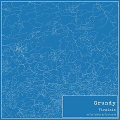 Blueprint US city map of Grundy, Virginia.