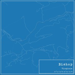 Blueprint US city map of Bishop, Virginia.