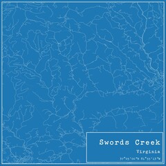 Blueprint US city map of Swords Creek, Virginia.